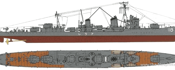 Корабль IJN Arare [Destroyer] - чертежи, габариты, рисунки
